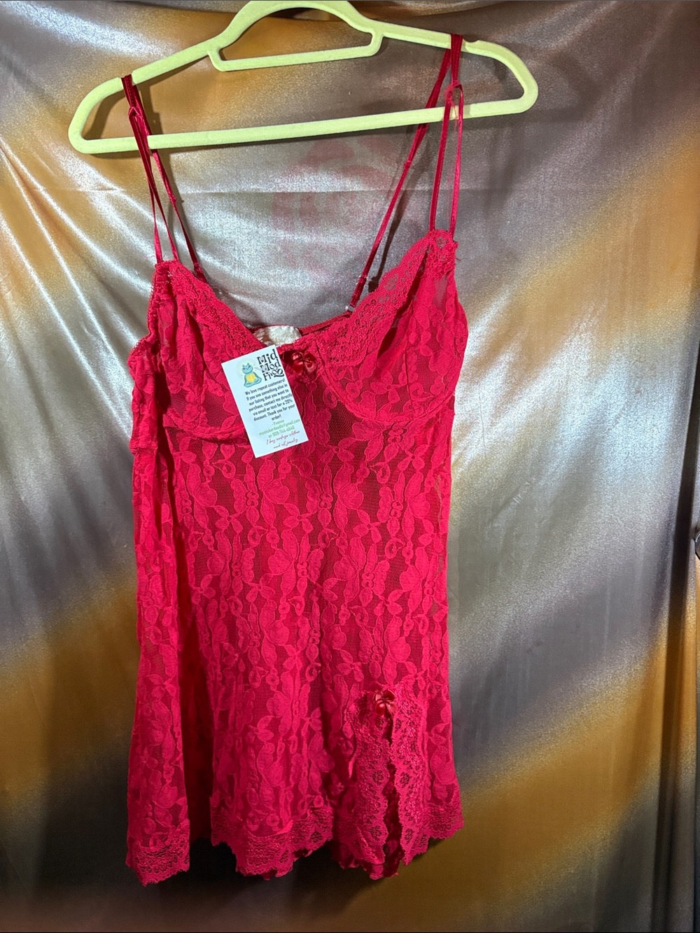Vintage Sears Inner Most Red Lace Chemise Slip - Women's Intimates. F2